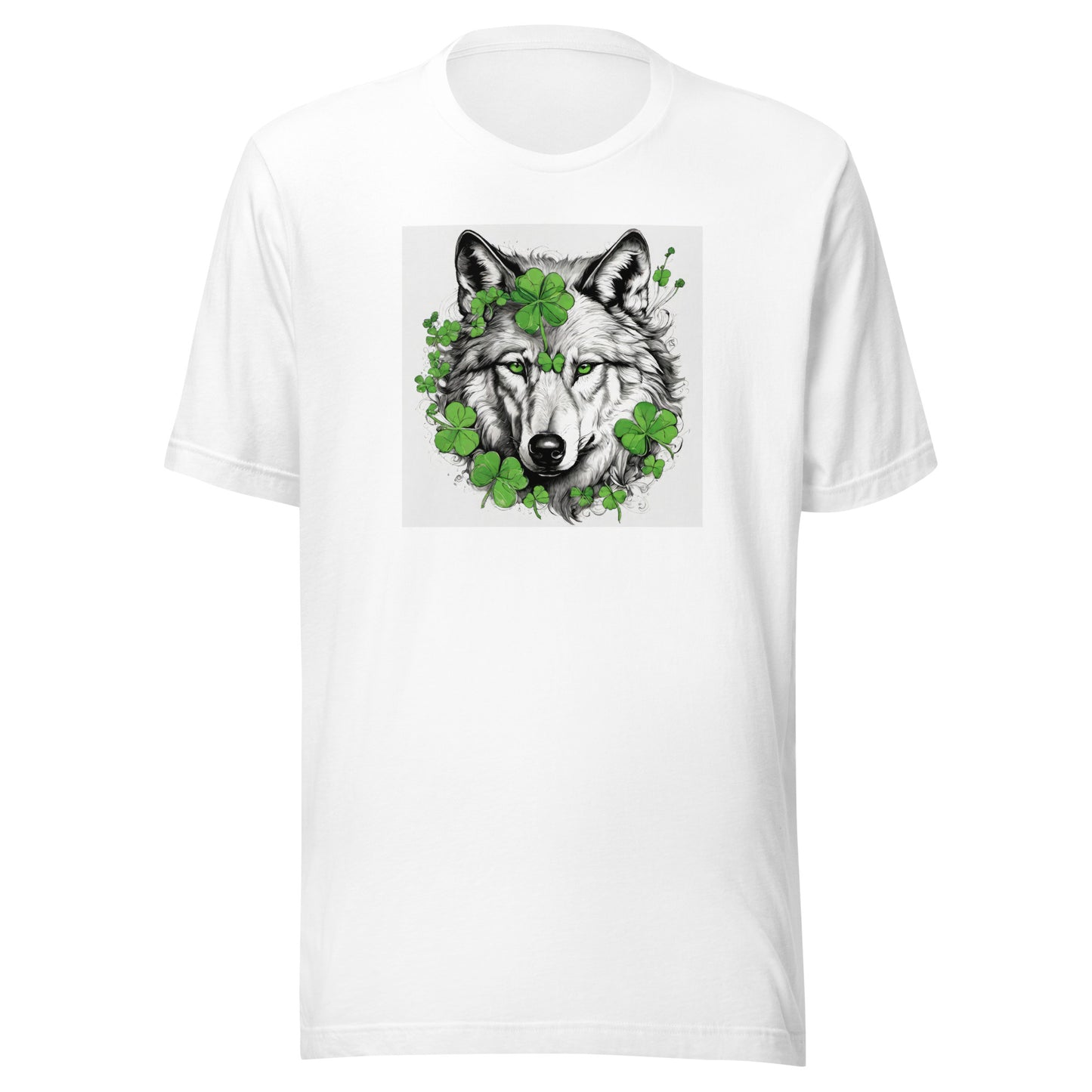 Wolf & Shamrock Lucky St Patrick's Day Men's T-Shirt White