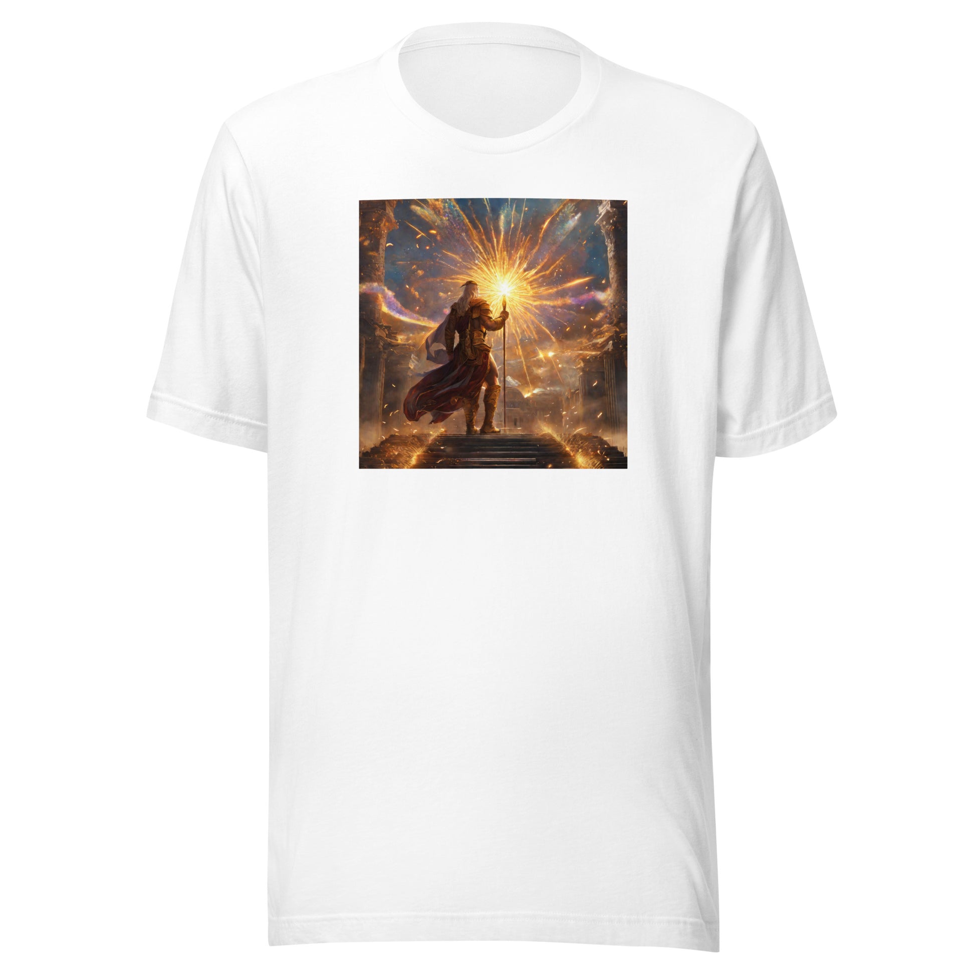 Zeus Creating Fireworks Men's 4th of July T-Shirt White