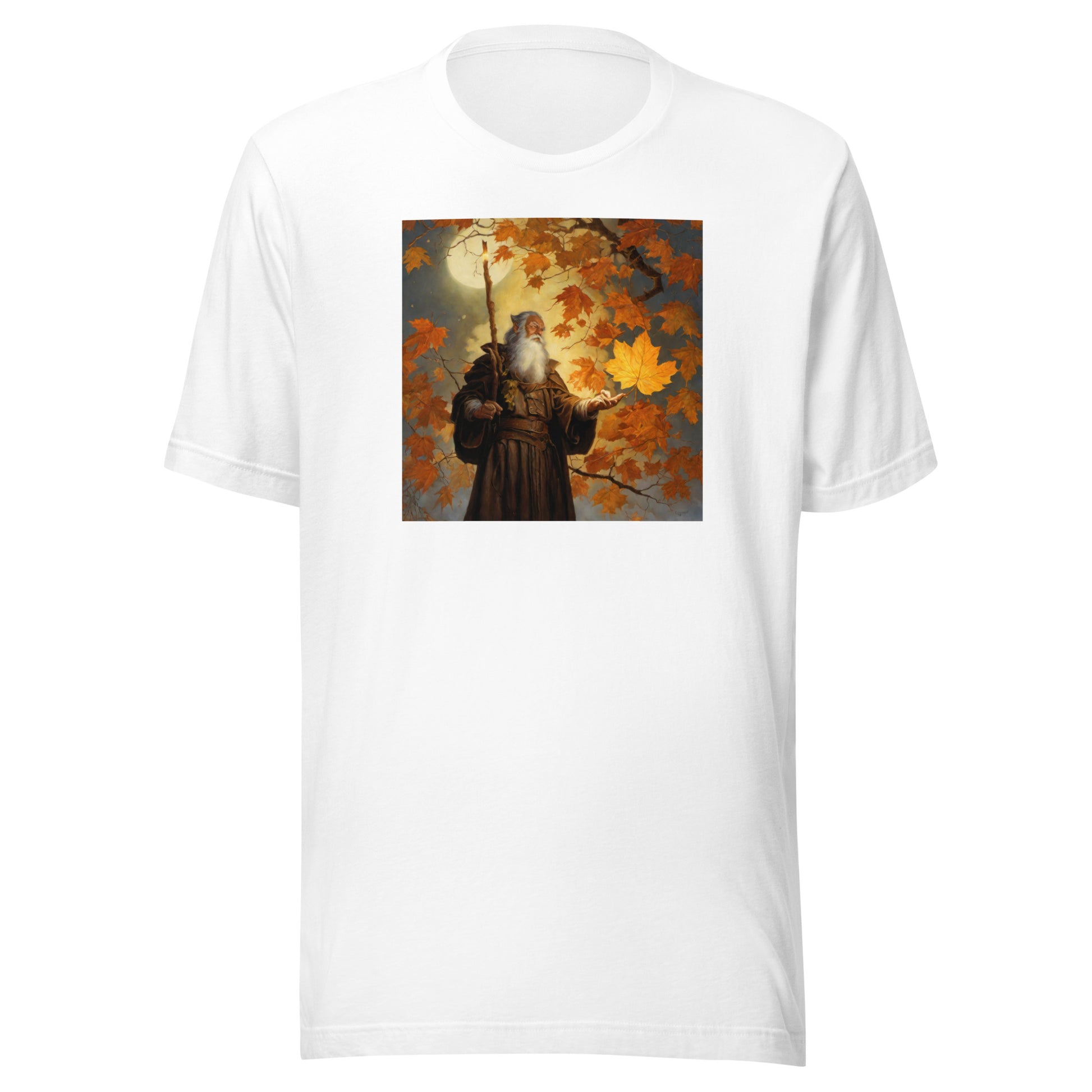 Mage Conjuring Fall Leaves Men's T-Shirt White