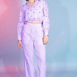 Lavender Cotton Self Design Co-Ords Set